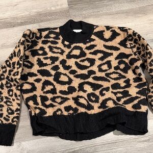Tuckernuck Leopard-Print Turtleneck Sweater - Black & Tan